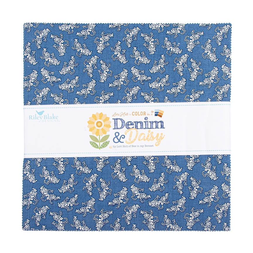 Denim & Daisy 10 inch Stacker 10-18130-42 by Lori Holt for Riley Blake Designs – 42 precut layer cake squares bundle