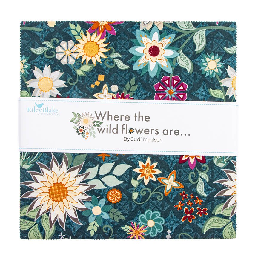 Where the Wild Flowers Are 10 inch Stacker 10-18250-42 by Judi Madsen for Riley Blake Designs – 42 precut layer cake squares bundle