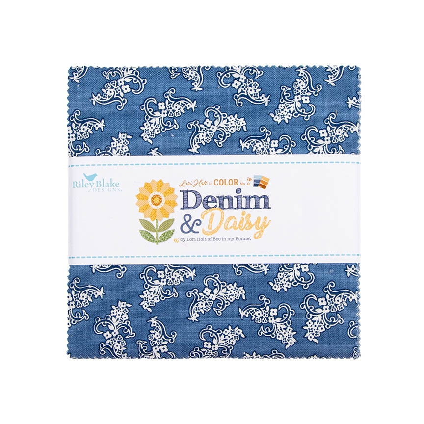 Denim & Daisy 5 inch Stacker 5-18130-42 by Lori Holt for Riley Blake Designs – 42 precut charm squares bundle