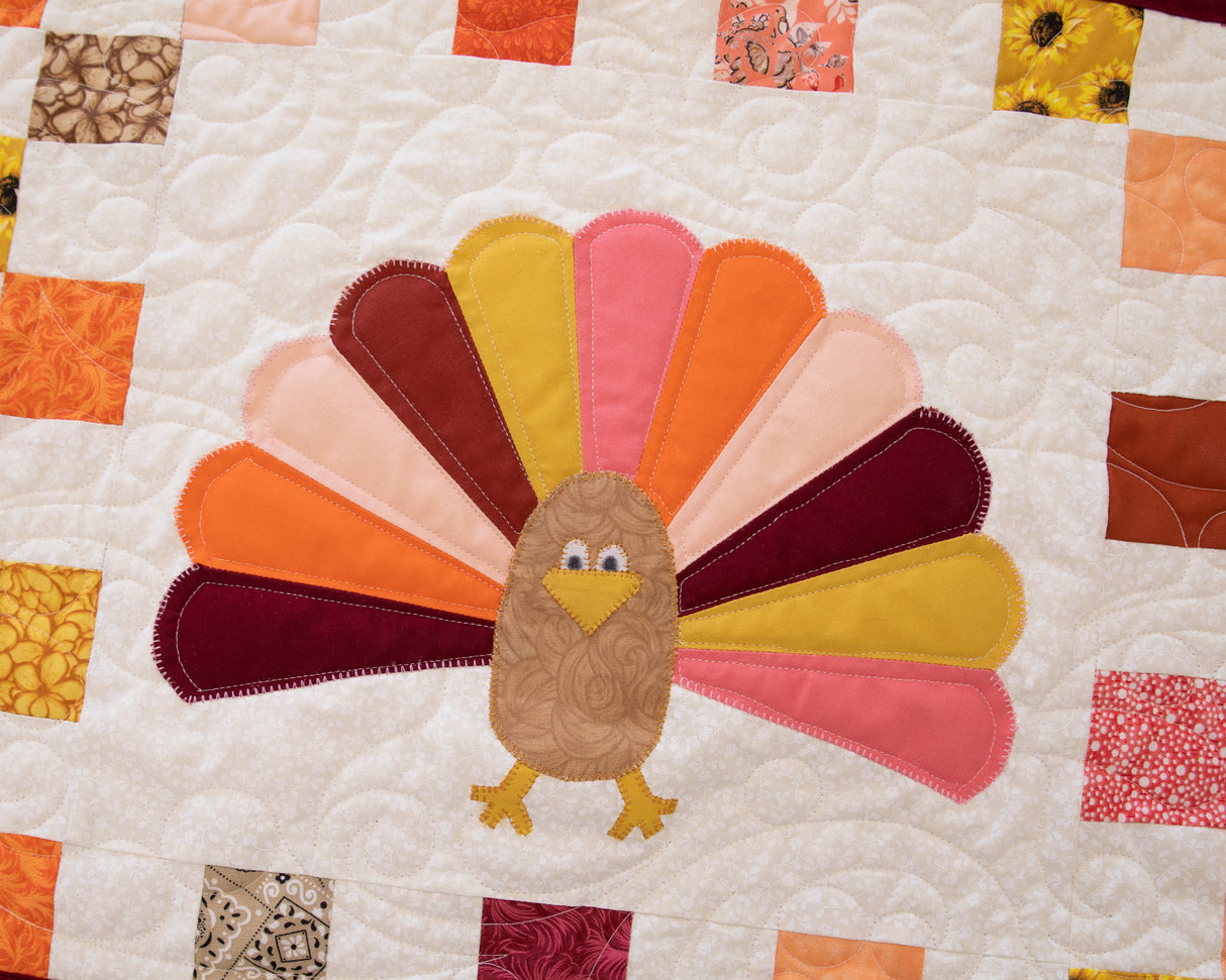 Turkey Thanksgiving Quilted Table Runner Precut Quilt Kit W/ Backing