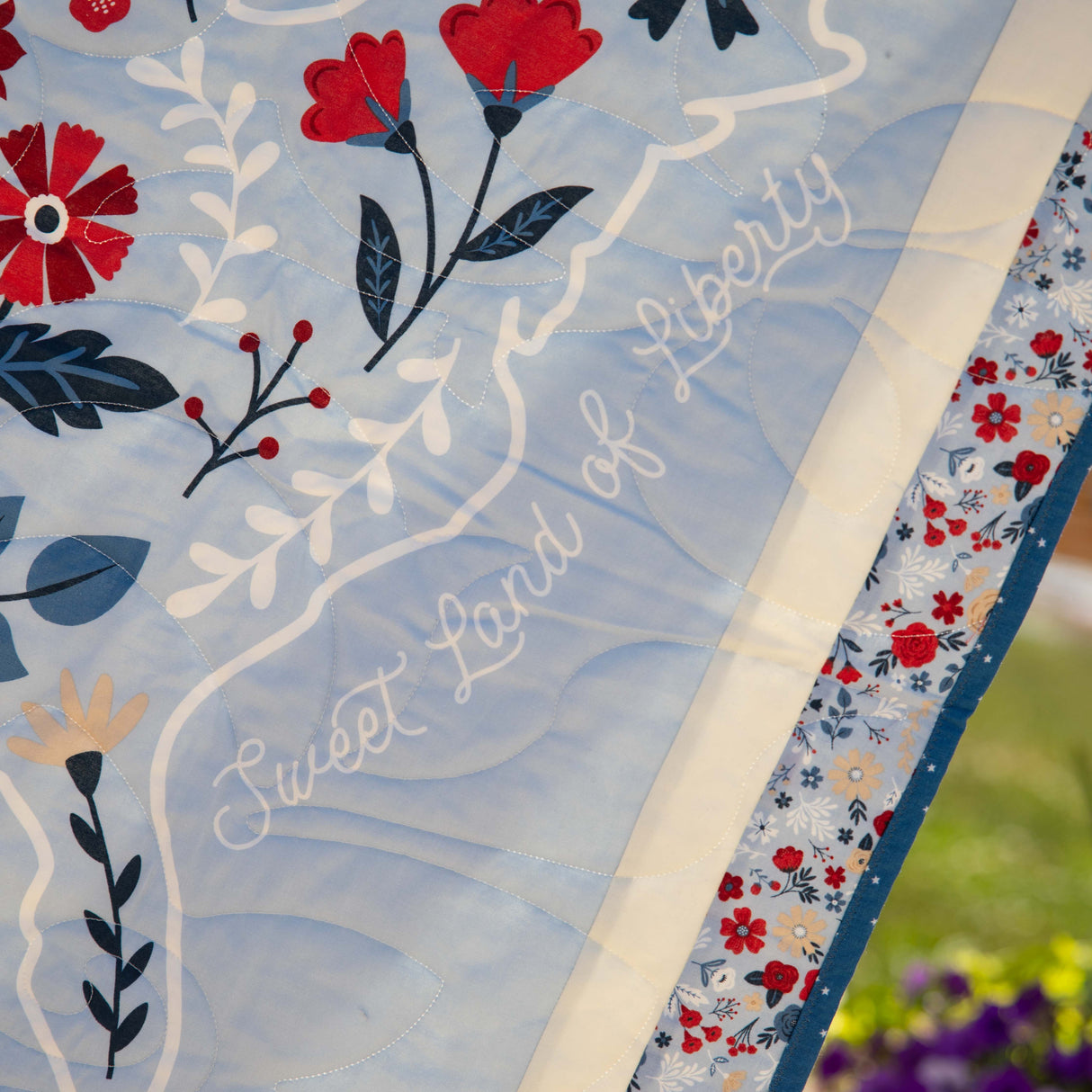 Sweet Land of Liberty Floral USA panel