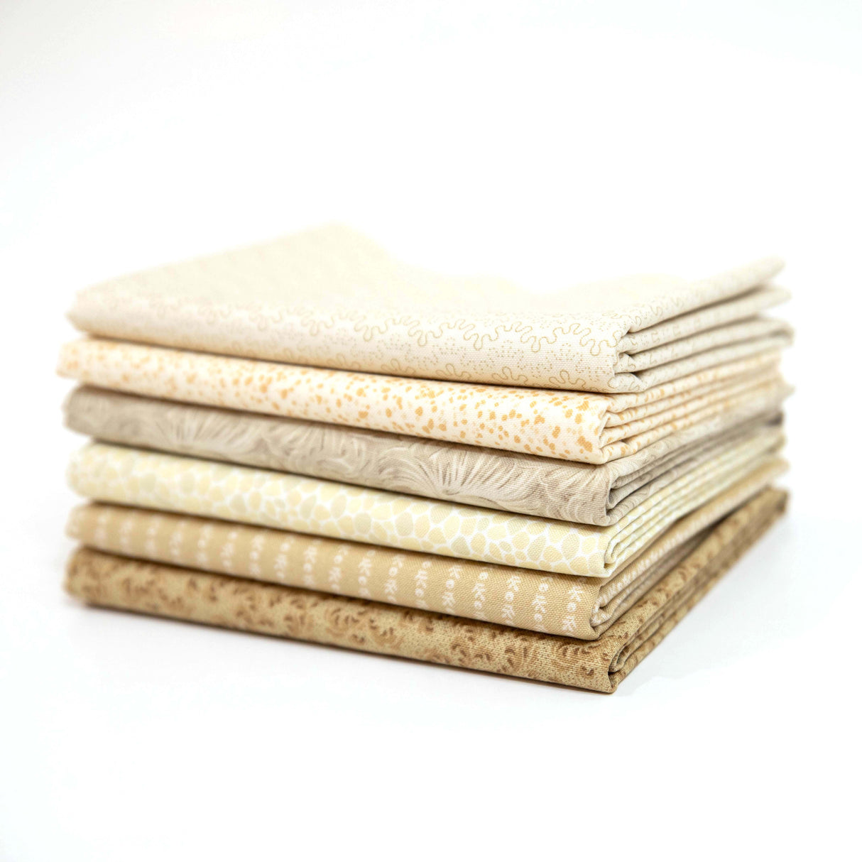 6 Beige Prints Fat Quarter or Half Yard Curated Bundle