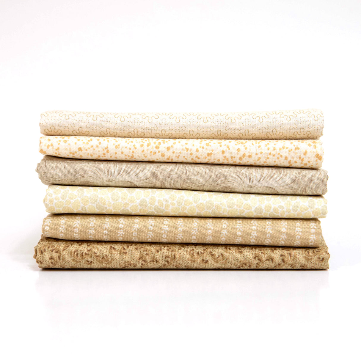6 Beige Prints Fat Quarter or Half Yard Curated Bundle