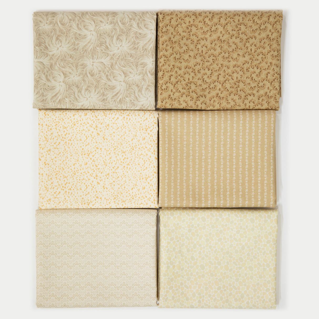 6 Beige Prints Fat Quarter or Half Yard Curated Bundle
