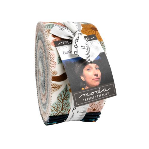 Feather and Forest Bloom Jelly Roll by Linn Warme for Moda Fabrics, 40 precut 2.5 inch fabric strips rolled and tied
