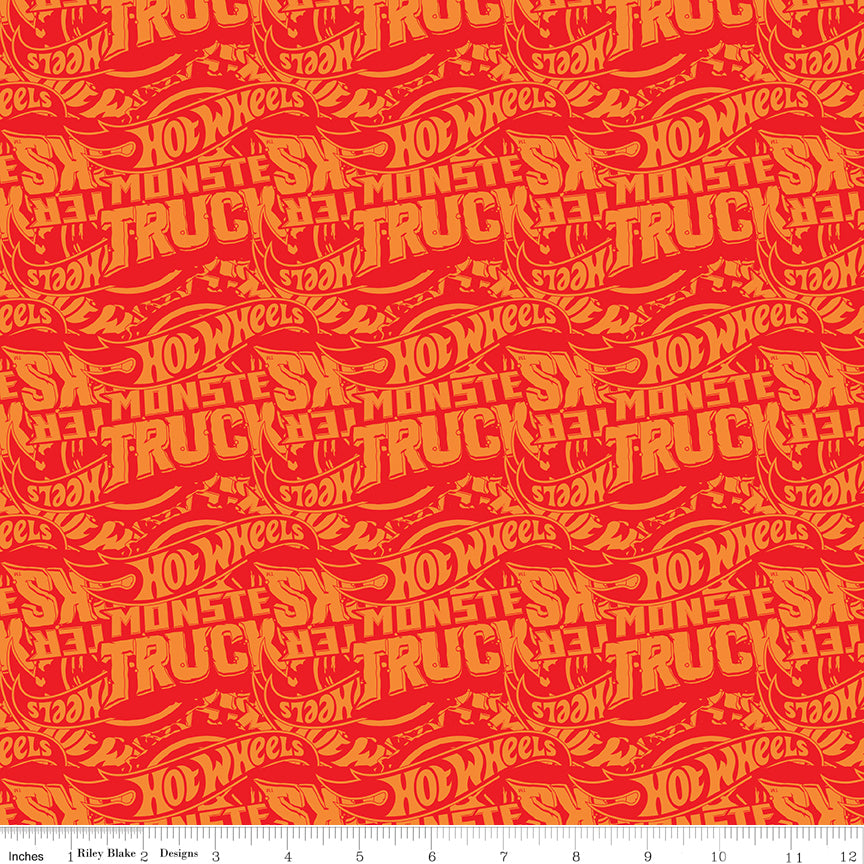 Hot Wheels Red and Orange fabric by the yard