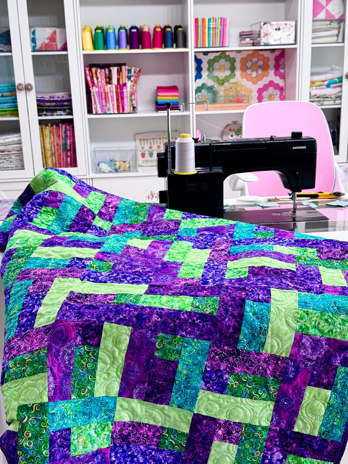 Purple and Lime Over and Under Precut Quilt Kit