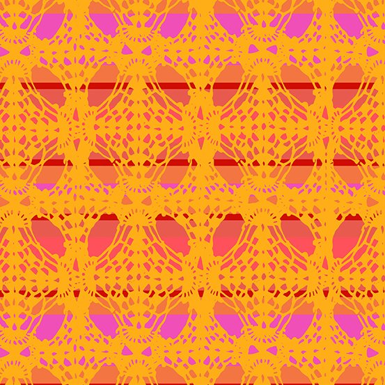 Bright orange and purple Lace daffodil by Alison Glass fabric by the yard