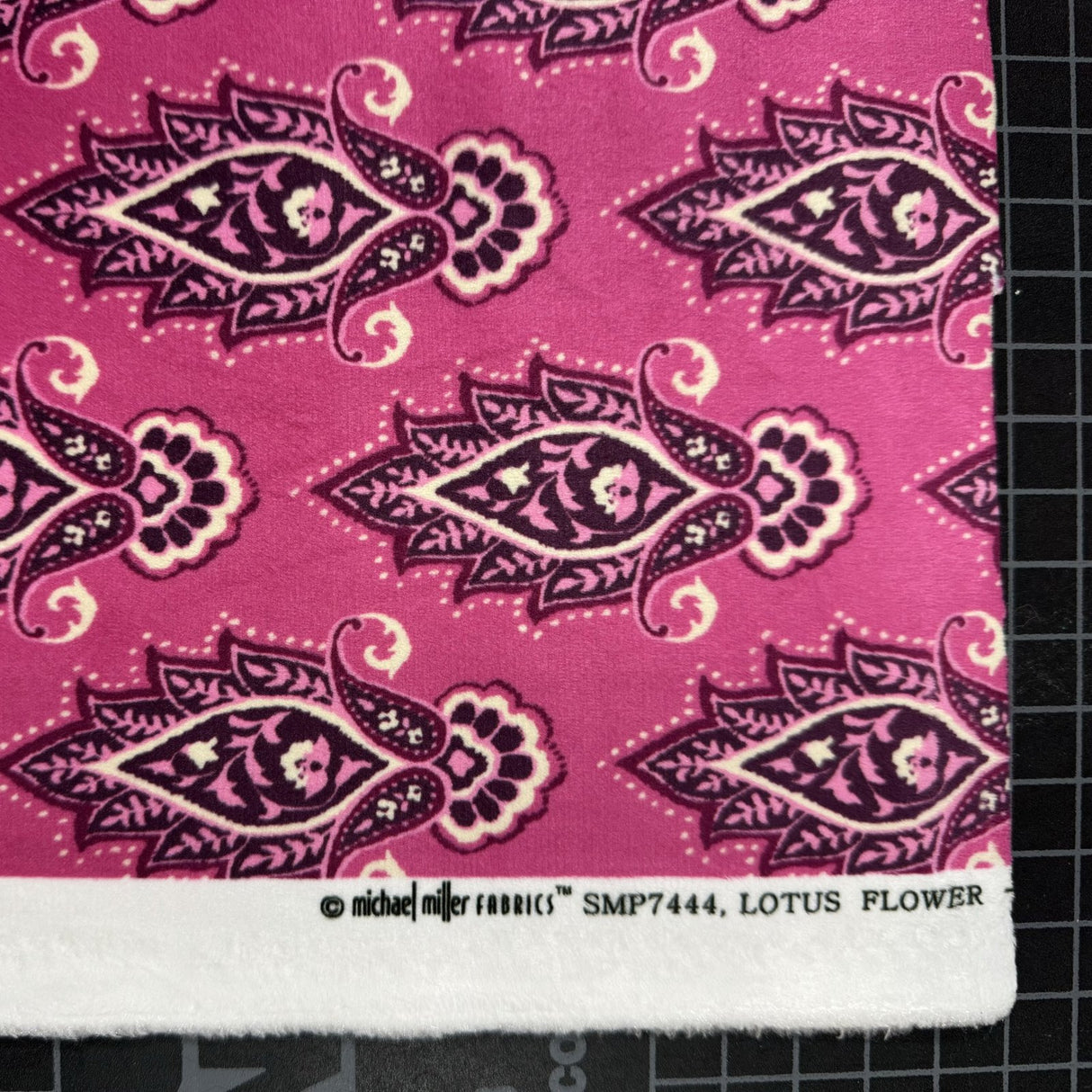 Lotus Flower Pattern- Magenta Minky