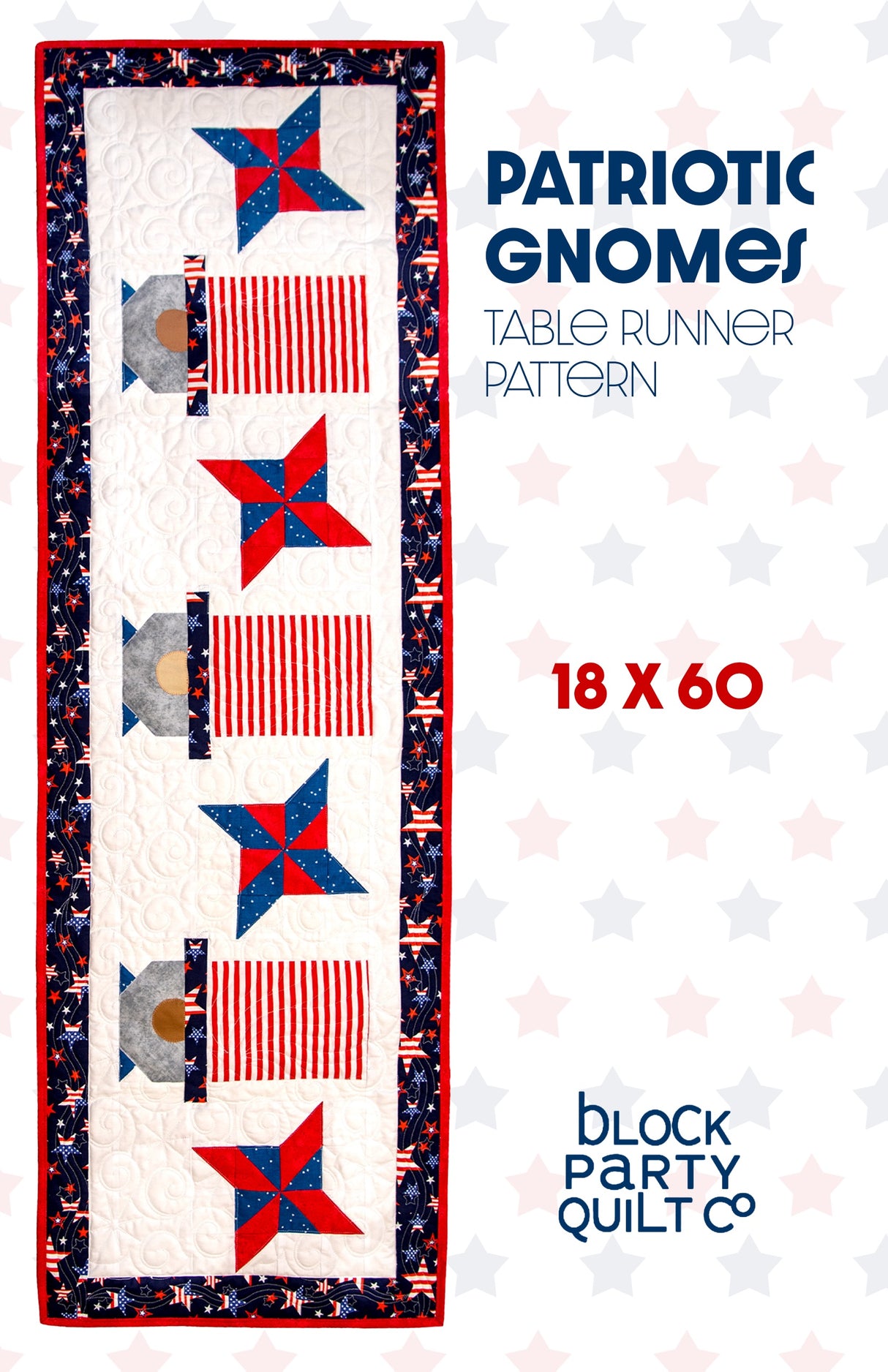 Patriotic gnome table runner pattern