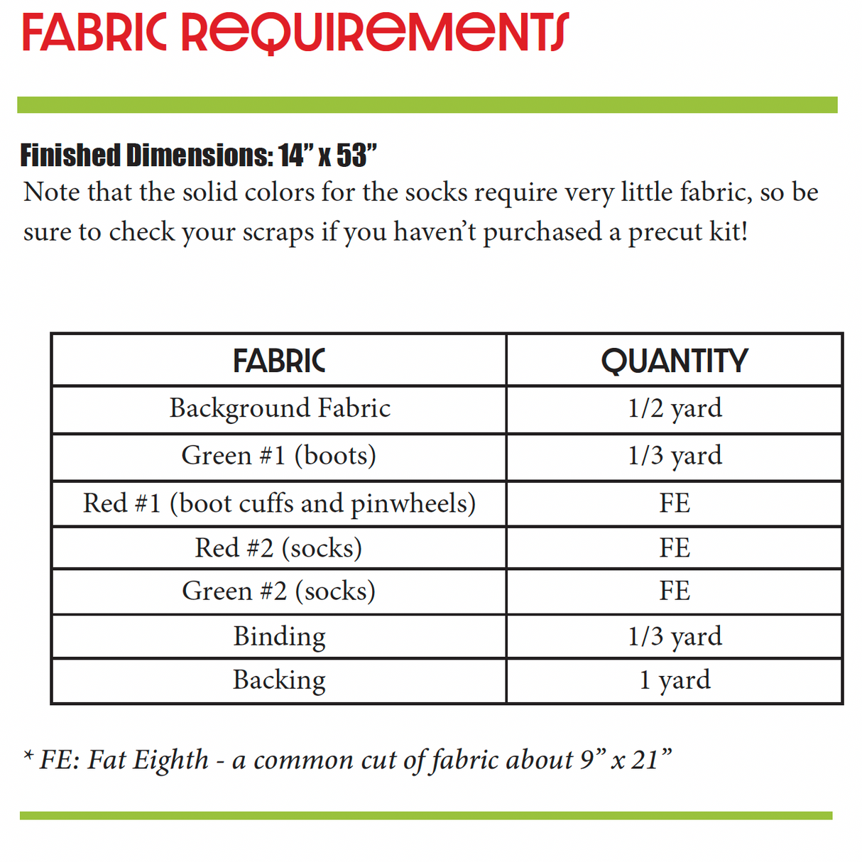 Patron de chemin de table matelassé Elf Feet