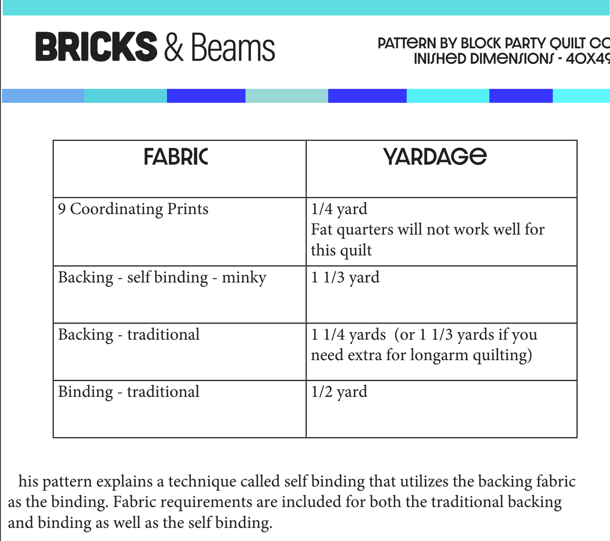 Modèle de courtepointe simple « Briques et poutres »