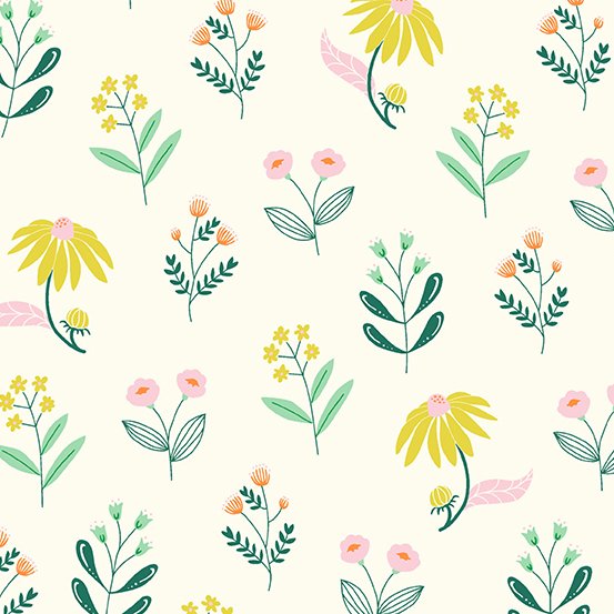Wild Blooms Creamy Cool Fabric by the Yard
