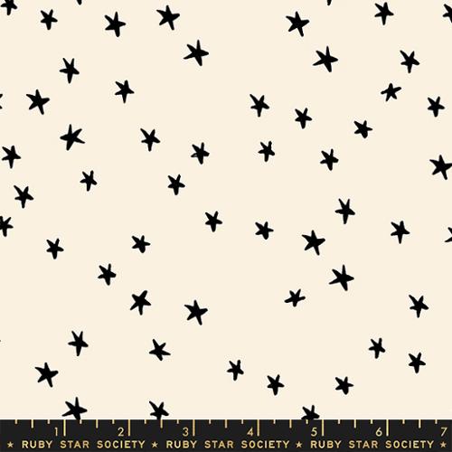 Starry Black on Natural Ruby Star Society By the Yard
