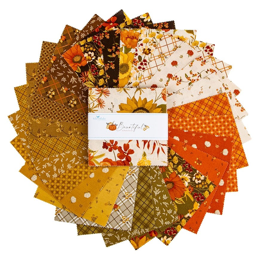 Bountiful 5 inch charm pack 42 pieces Sandy Gervais Riley Blake Designs harvest floral