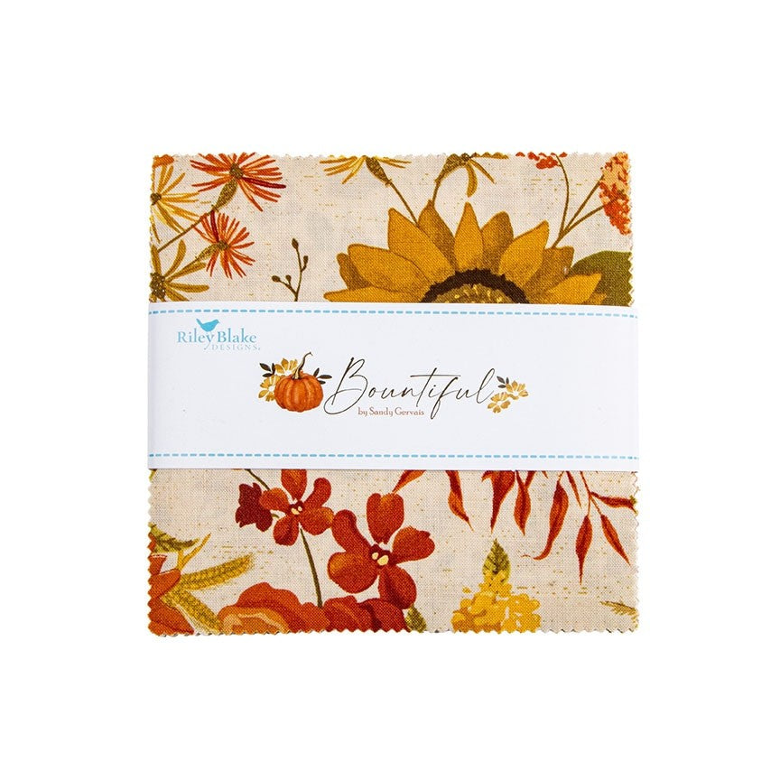 Bountiful 5 inch Stacker charm pack precut quilt fabric by Sandy Gervais for Riley Blake Designs 5-17860-42