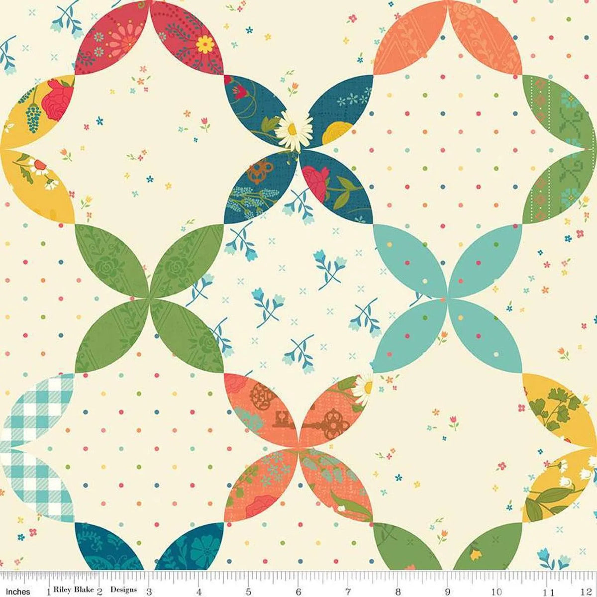 Cheater Quilt Blooms Fat Quarter Bundle of 3