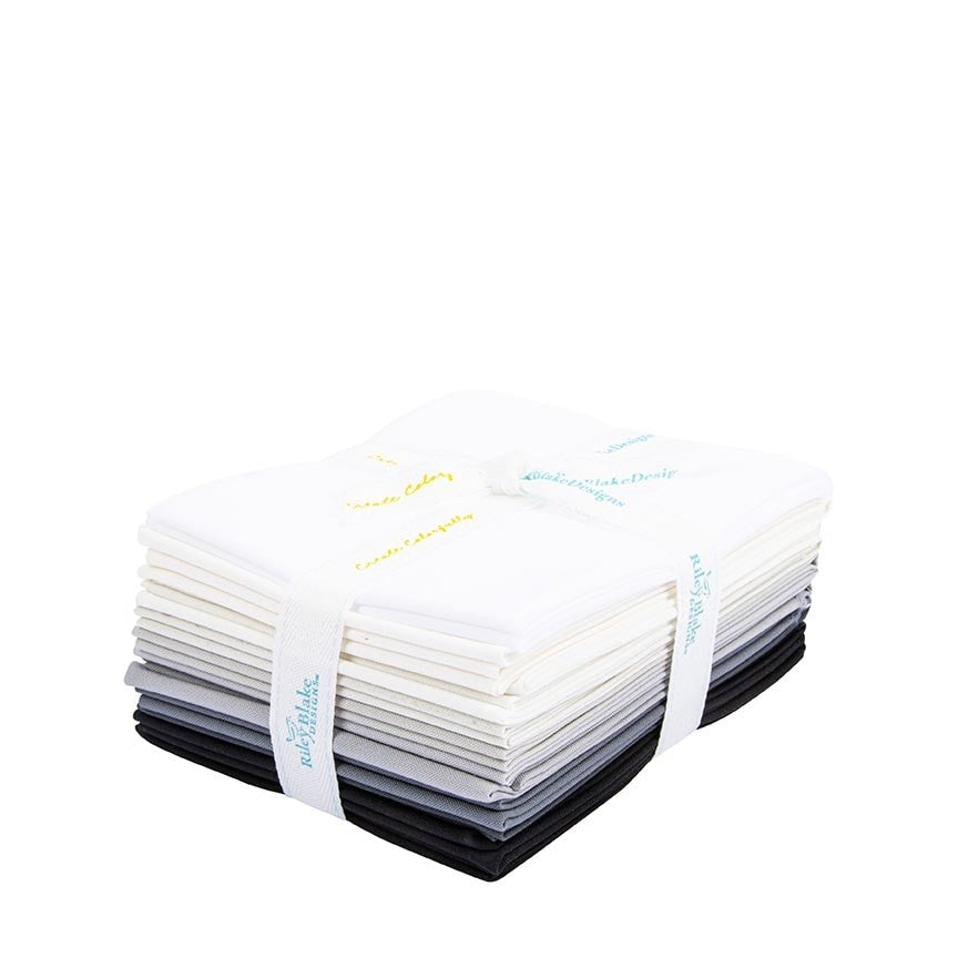 Confetti Cotton Stormy Fat Quarter Bundle 12 pieces Riley Blake Designs FQ-STO120-12 solid quilting cotton neutrals grays blacks whites