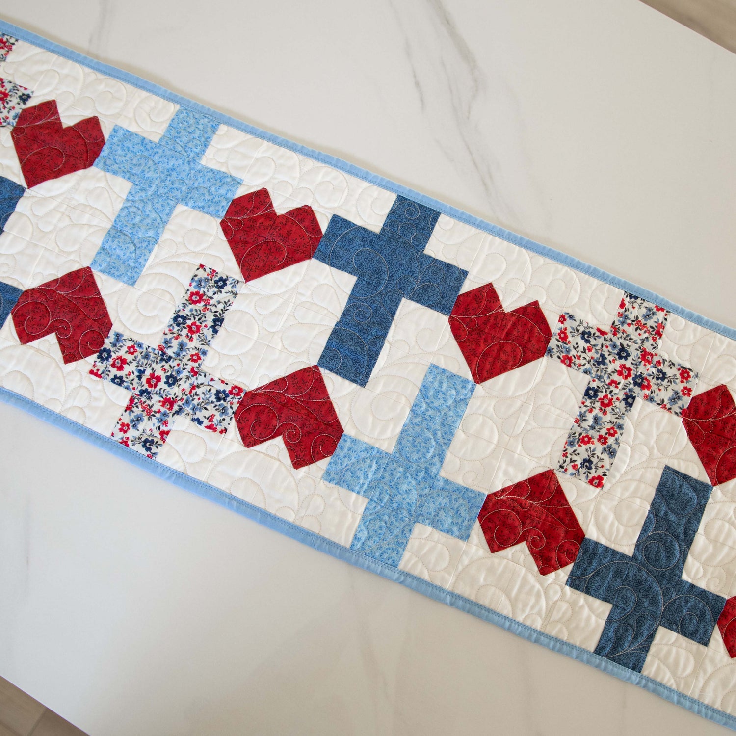 God Bless America Crosses and Hearts Quilted Table Runner Kit