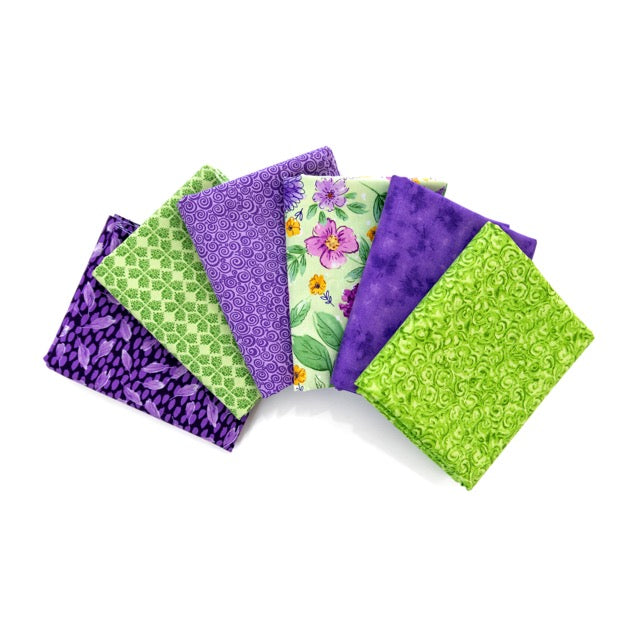 Purple and Lime Fat Quarter or Half Yard Curated Bundle