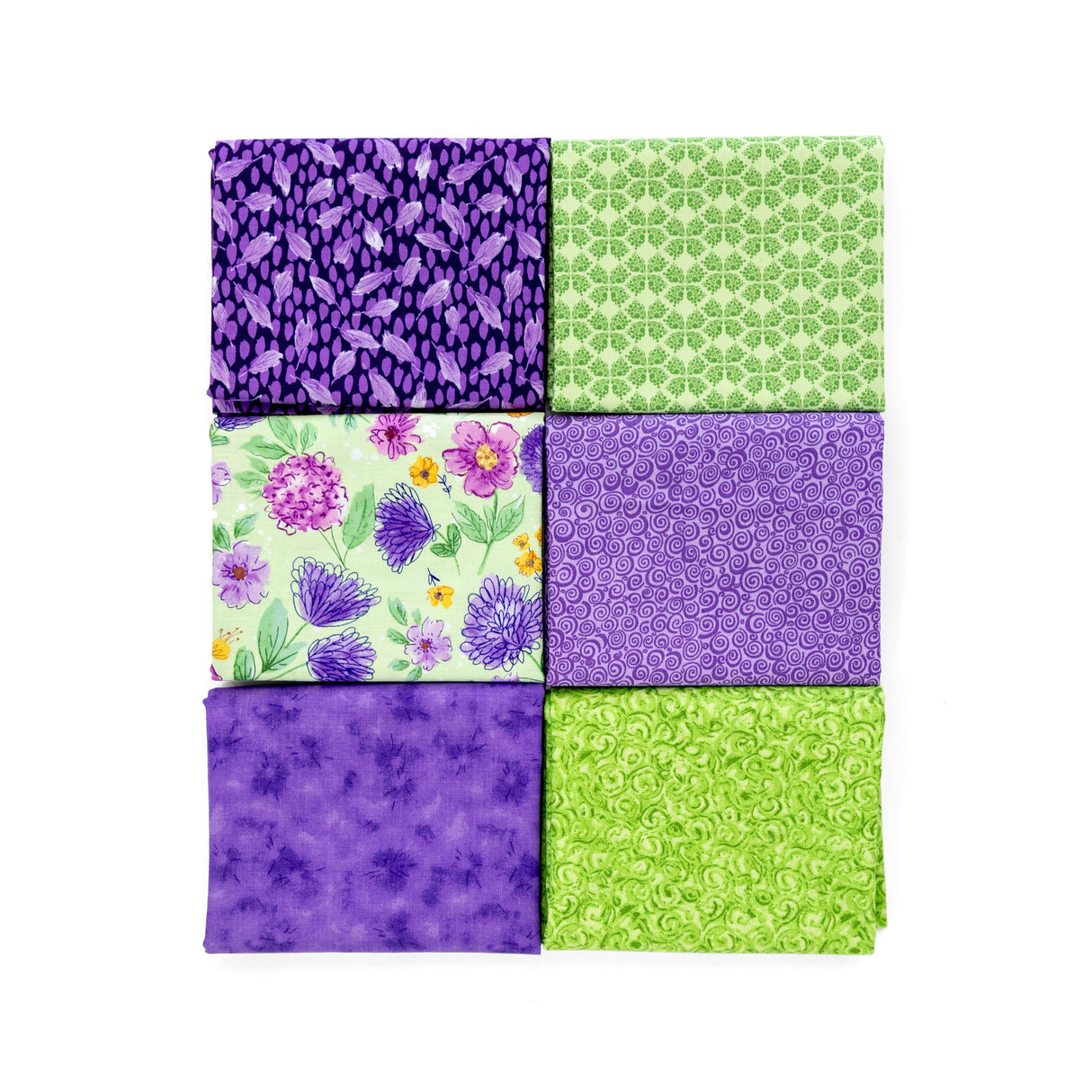Purple and Lime Fat Quarter or Half Yard Curated Bundle