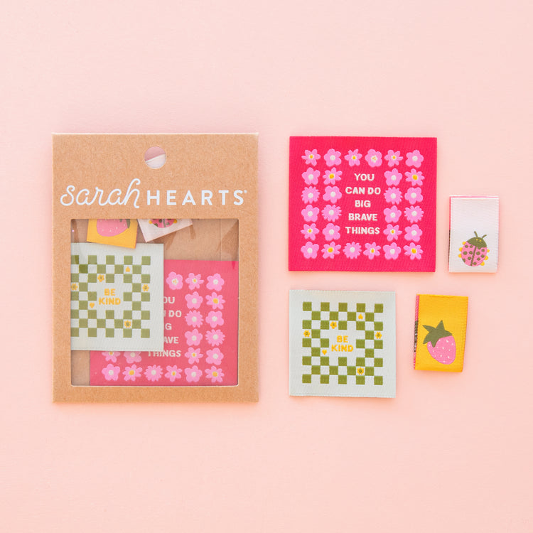 Joyful June affirmations Collection Sew In Labels - Sarah Hearts Variety Pack #115