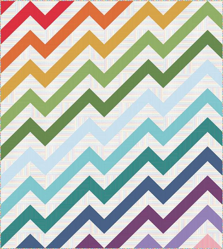 Kenzie Quilt Pattern detail half square triangles chevron stripe Jody Leonardo