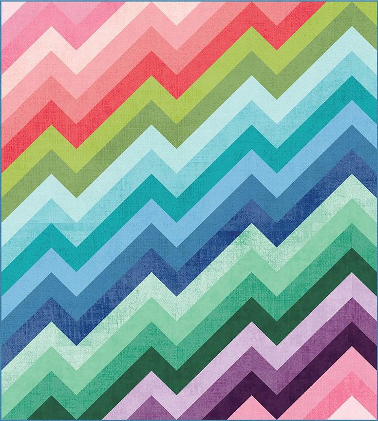 Kenzie Quilt Pattern small throw size Purple Daisy Quilt Designs rainbow stripes