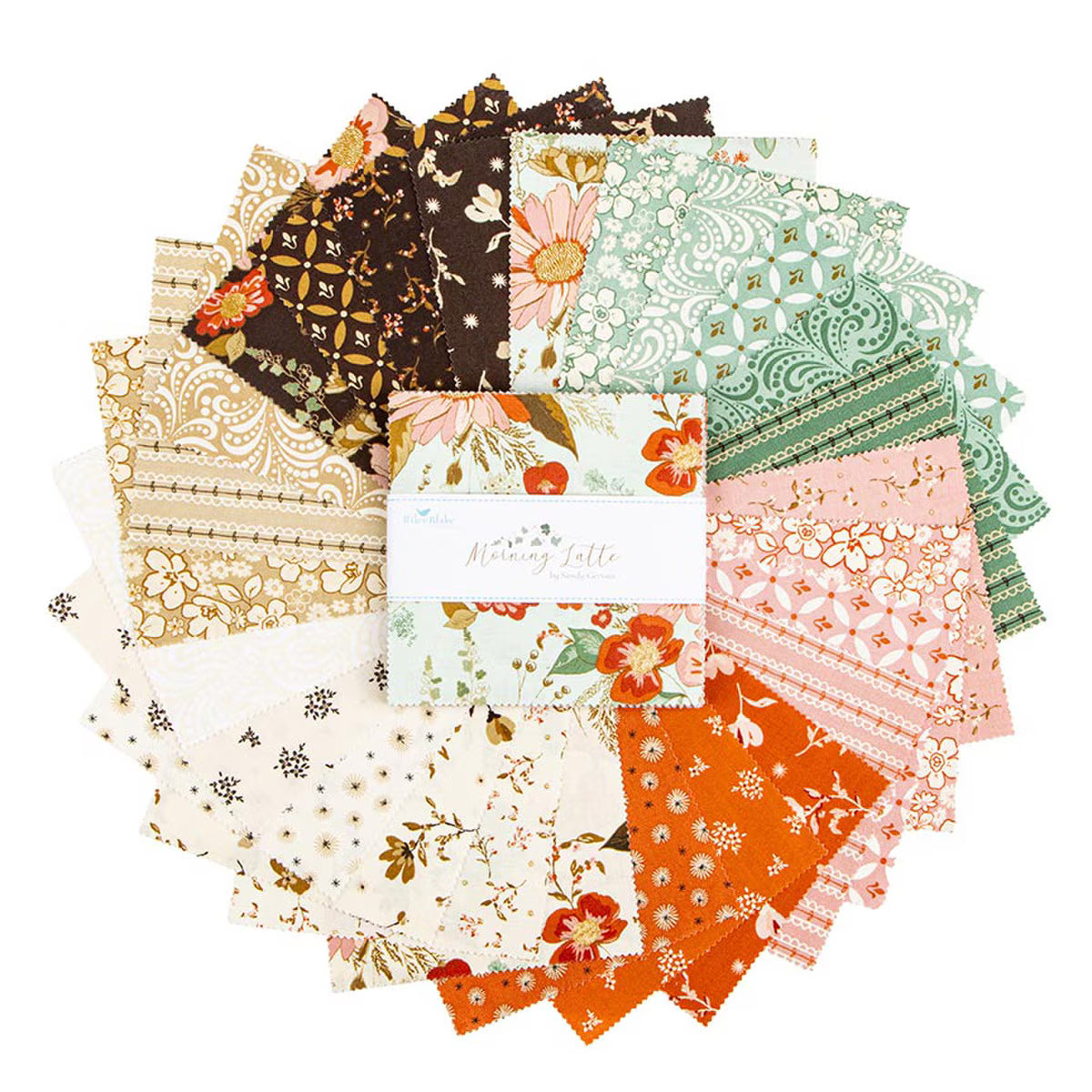 Morning Latte 5 inch Charm Pack Riley Blake Sandy Gervais 2025