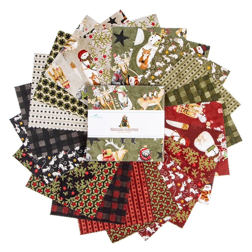 Northern Christmas 5 inch charm pack 42 pieces Teresa Kogut Riley Blake Designs folk art holiday woodland