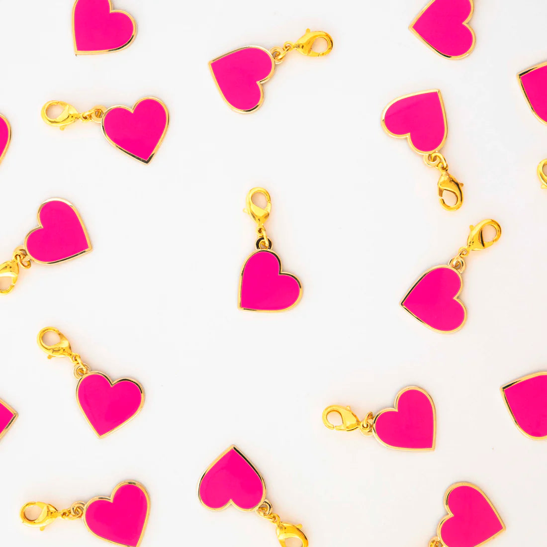 Neon Pink Heart Zipper Charm Sarah Hearts