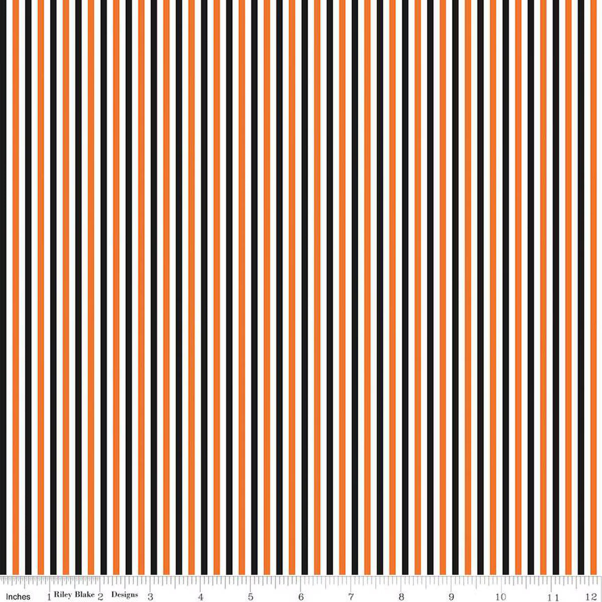 Black and Orange Pin Stripe Fabric by the Yard Riley Blake