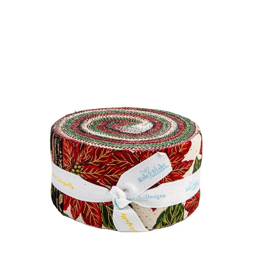 Poinsettias at Christmas Jelly Roll 2.5 inch strips 40 pieces by Jennifer Bosworth for Riley Blake Designs RP-17630-40 holiday