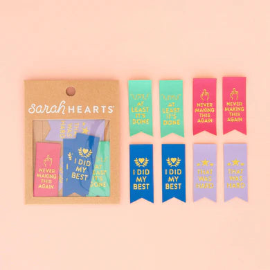 Funny Quilt Labels - Sarah Hearts Award Ribbons #108
