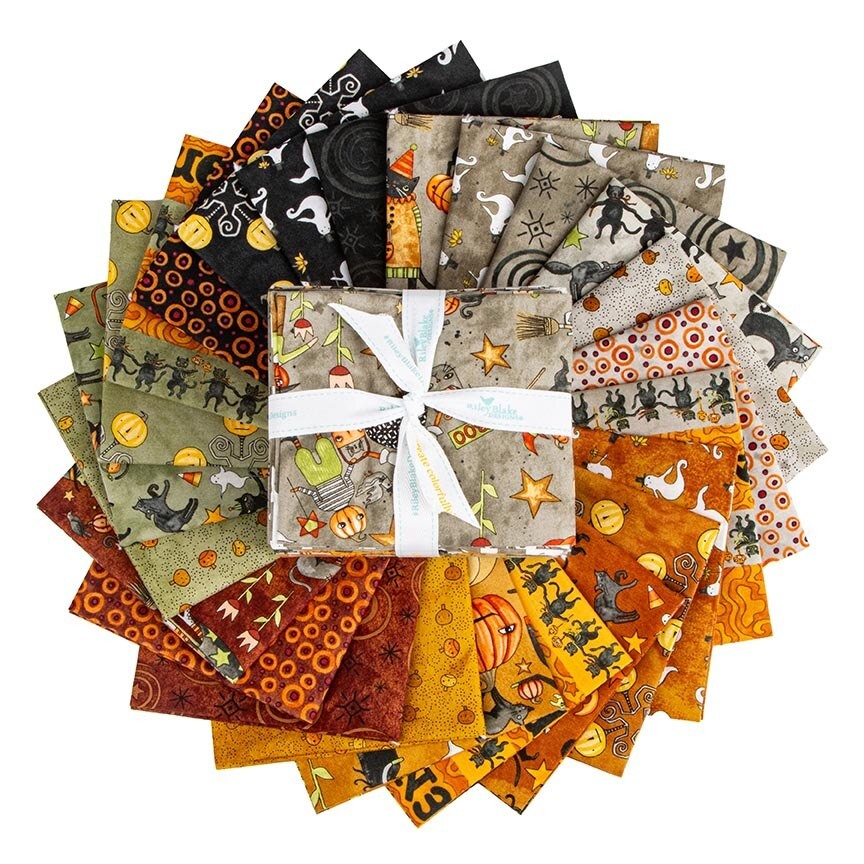 Spooky Fat Quarter Bundle showing all 24 fat quarters Teresa Kogut Riley Blake Designs Halloween
