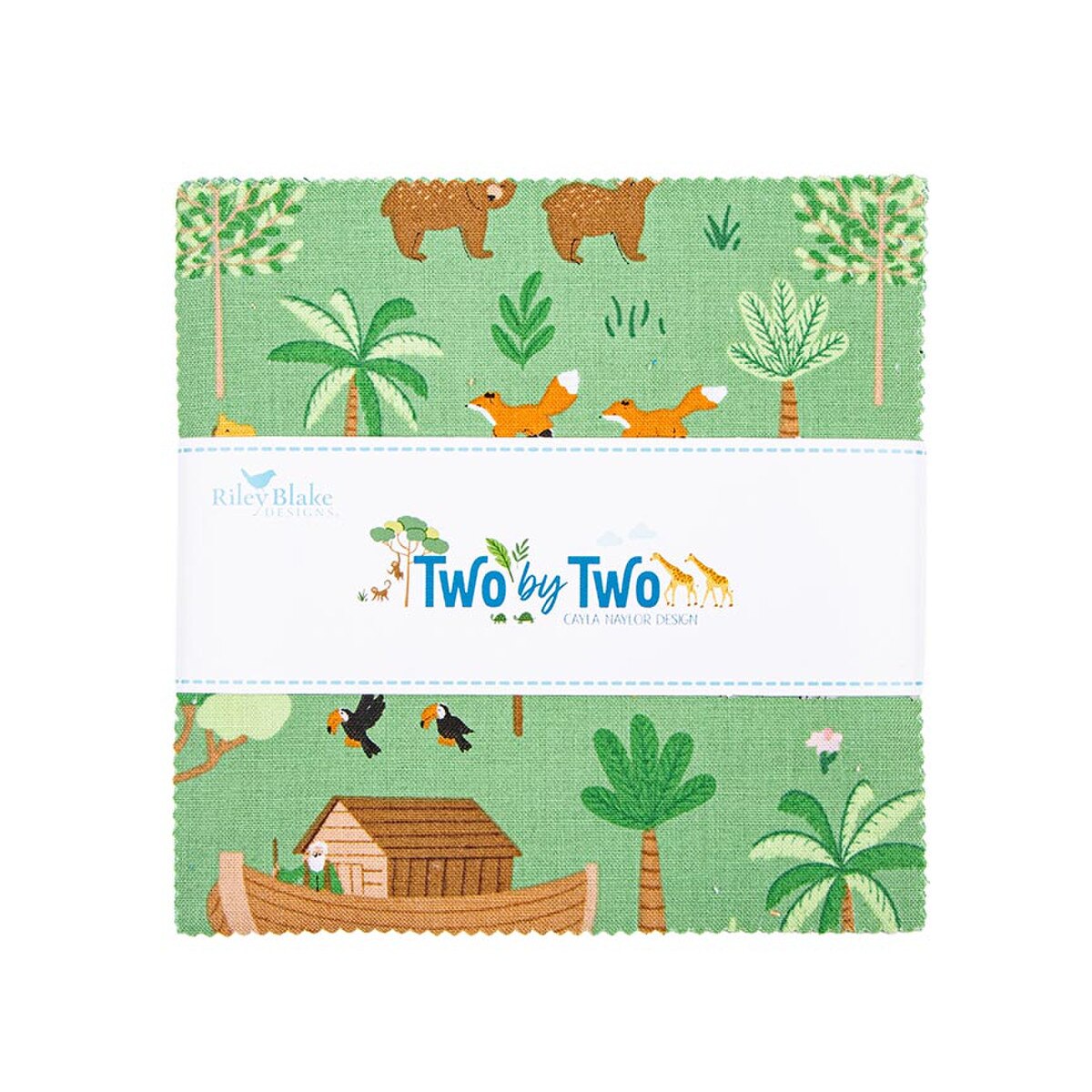 Two by Two Noahs Ark fabric 5" Charm Pack Riley Blake