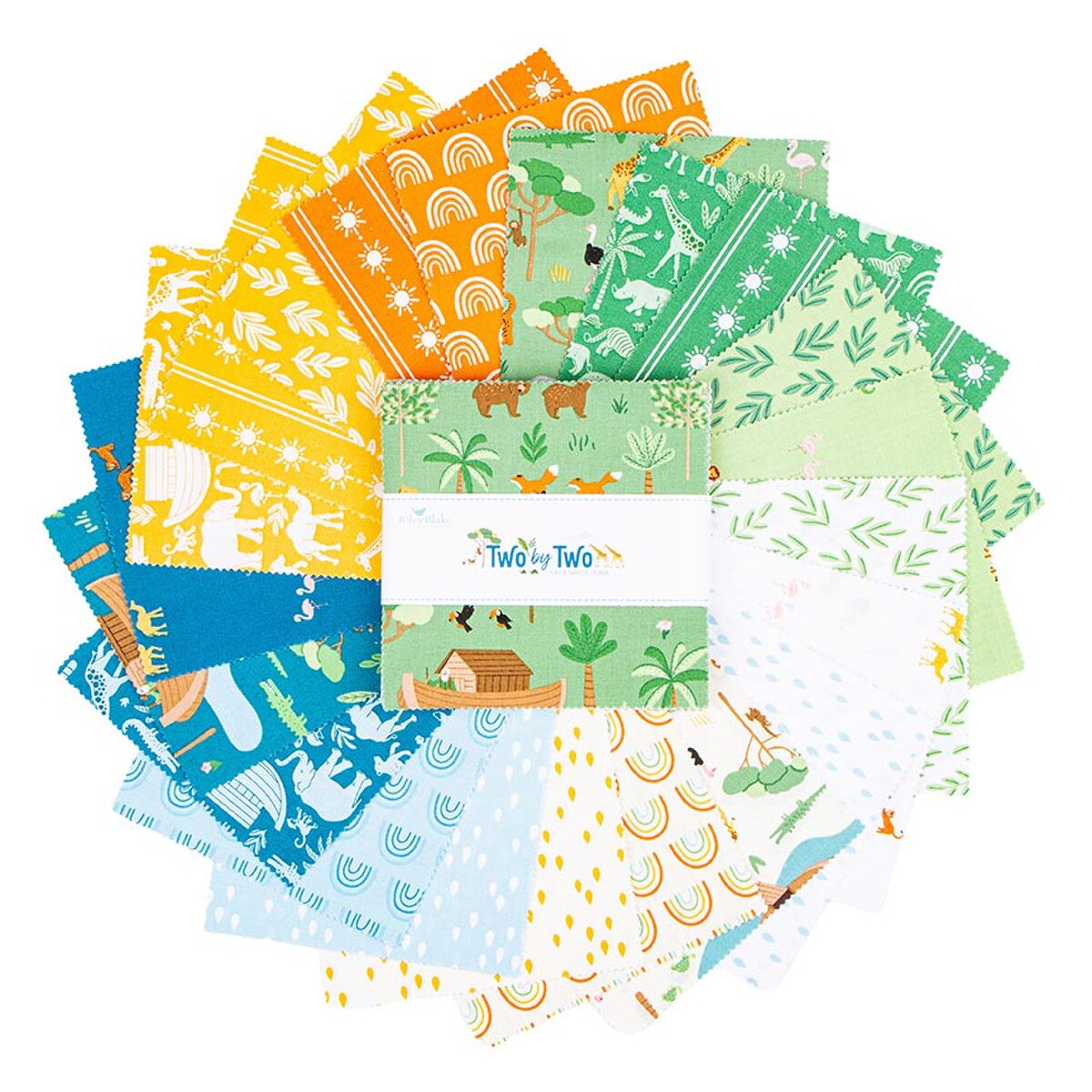 Two by Two Noahs Ark fabric 5" Charm Pack Riley Blake