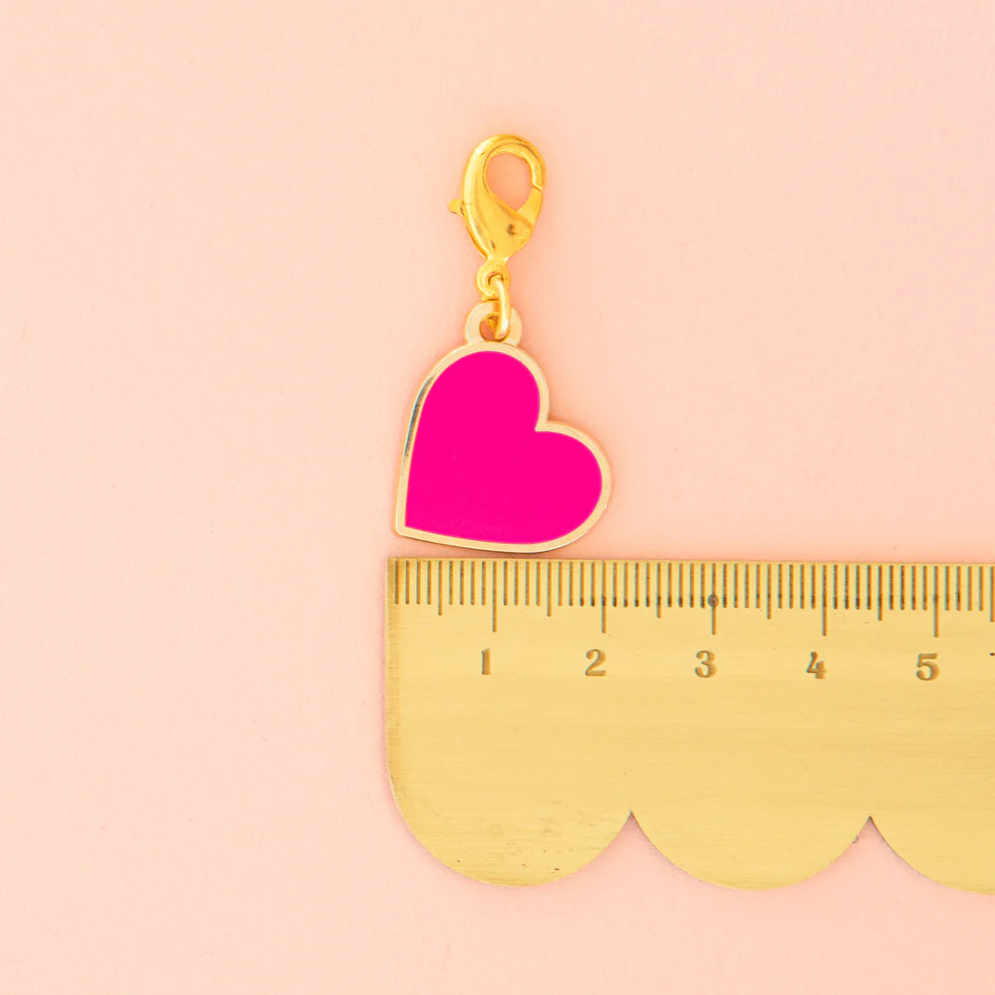 Neon Pink Heart Zipper Charm Sarah Hearts