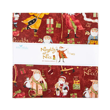 Naughty or Nice 10" Layer Cake Teresa Kogut for Riley Blake