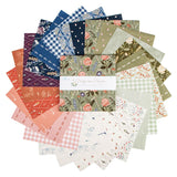 Hedgerow Haven 10 inch Stacker by Amber Elliot fanned out – sage, navy, plum, terracotta, blush and cream garden florals and gingham squares
