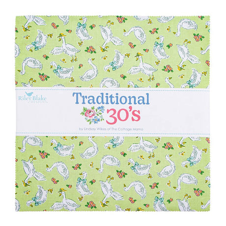 Traditional 30's 10 inch Stacker 10-18240-42 by Lindsay Wilkes for Riley Blake Designs – 42 precut layer cake squares bundle