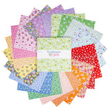 Traditional 30's 10 inch Stacker by Lindsay Wilkes fanned out – 1930s reproduction feedsack florals in pink, lavender, green, blue, red, orange and yellow