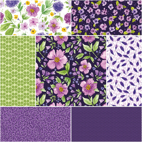 Plum Petals purple and green jelly roll by Diane Labombarbe for Riley Blake