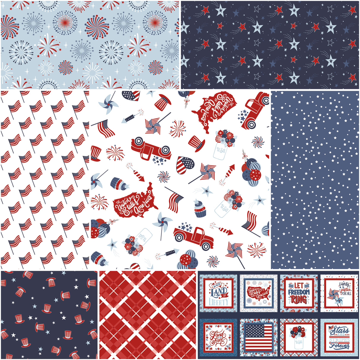 Stars and Stripes forever 5" Square Charm Pack
