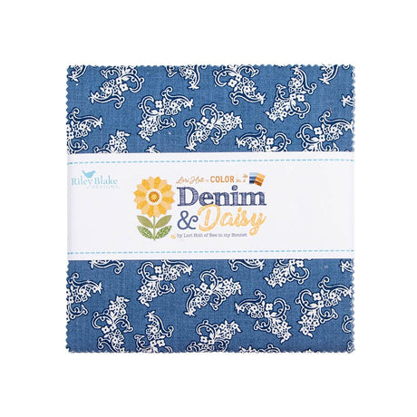 Denim & Daisy 5 inch Stacker 5-18130-42 by Lori Holt for Riley Blake Designs – 42 precut charm squares bundle