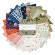 Hedgerow Haven 5 inch Stacker by Amber Elliot fanned out – sage, navy, plum, terracotta, blush and cream garden floral and gingham charm squares