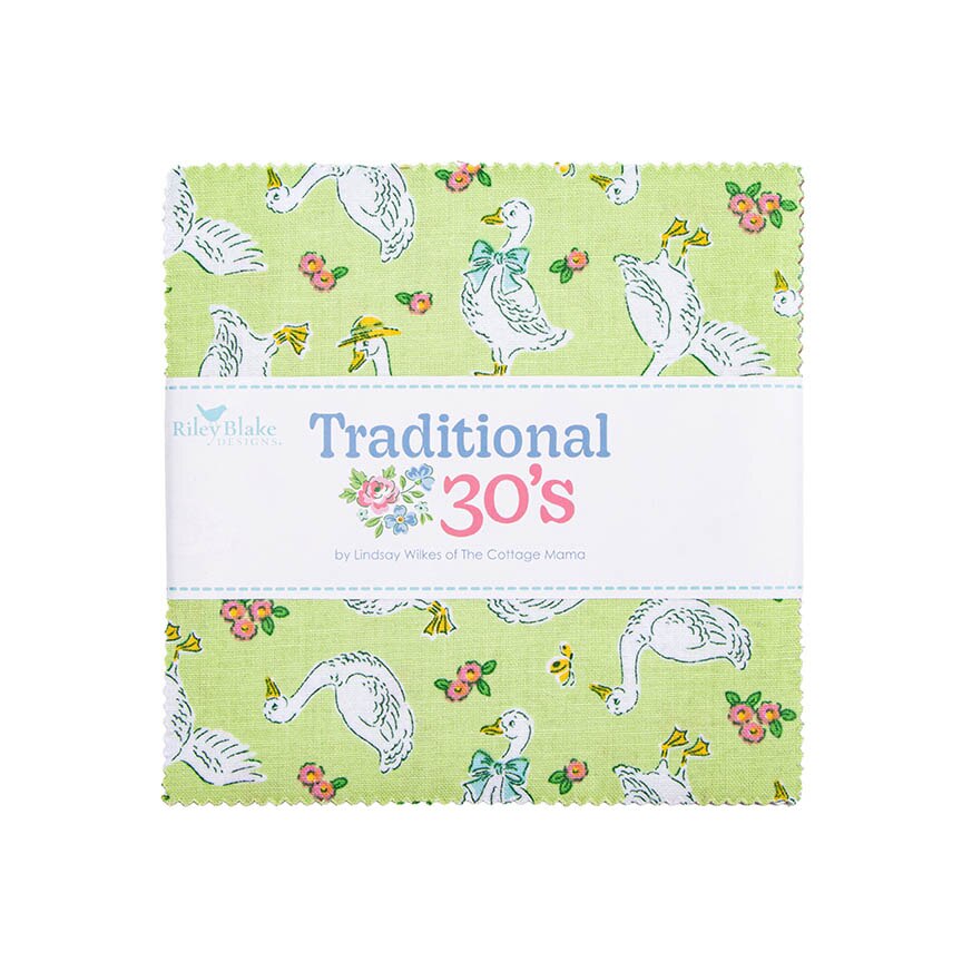 Traditional 30's 5 inch Stacker 5-18240-42 by Lindsay Wilkes for Riley Blake Designs – 42 precut charm squares bundle