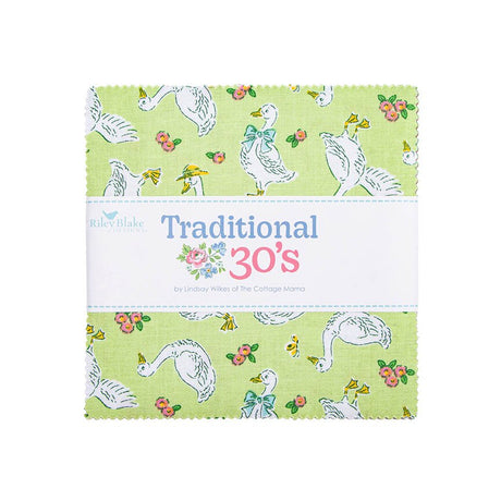 Traditional 30's 5 inch Stacker 5-18240-42 by Lindsay Wilkes for Riley Blake Designs – 42 precut charm squares bundle