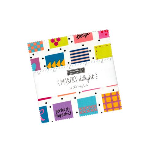 Makers Delight Charm Pack by Chrissy Lux for Moda Fabrics, stack of 42 precut 5 inch fabric squares