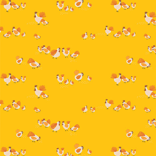 Tissu jaune Roaming Hens Sun Chicken